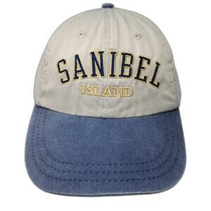 Headshot Baseball Cap Beige Blue One Size Sanibel Island Strapback Hat Cotton